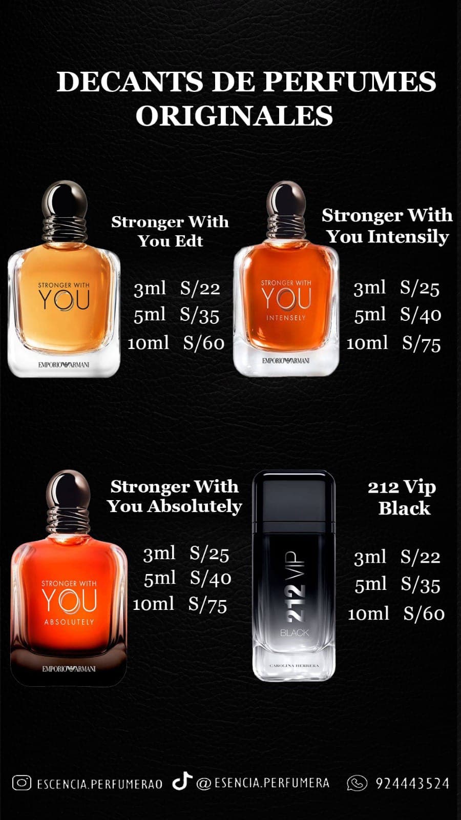 Lista de precios de decants Stronger With You