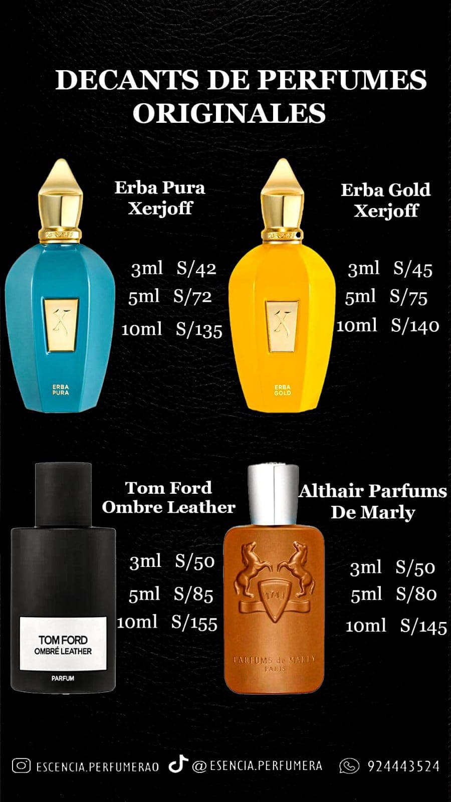 Lista de precios de decants Nicho & exclusivas