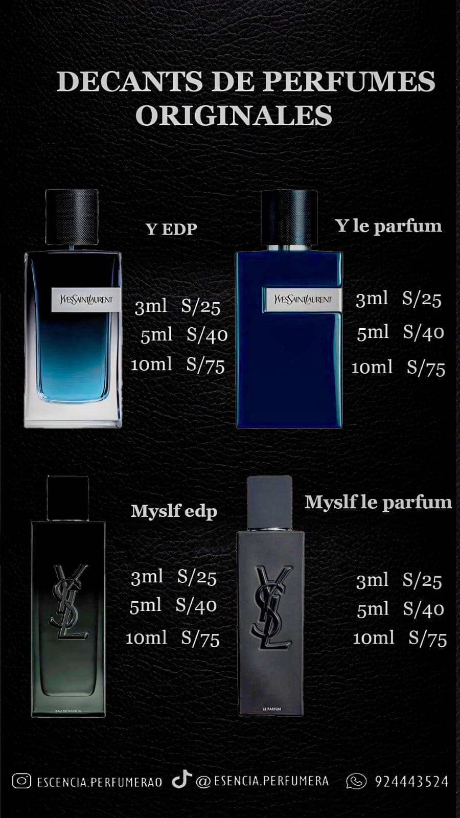 Lista de precios de decants Yves Saint Laurent