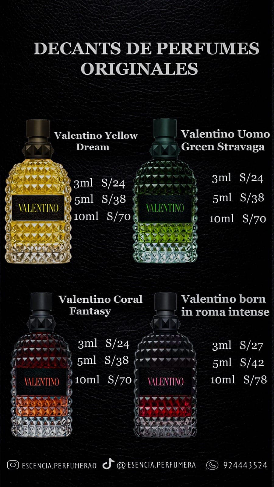 Lista de precios de decants Valentino