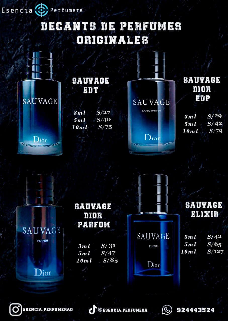 Lista de precios de decants Dior Sauvage