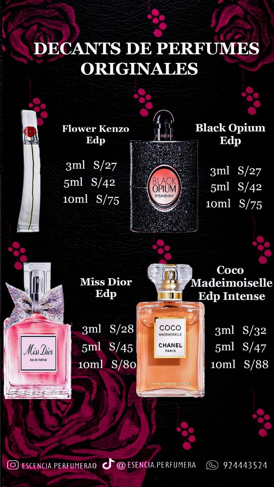 Lista de precios de decants Selección femenina