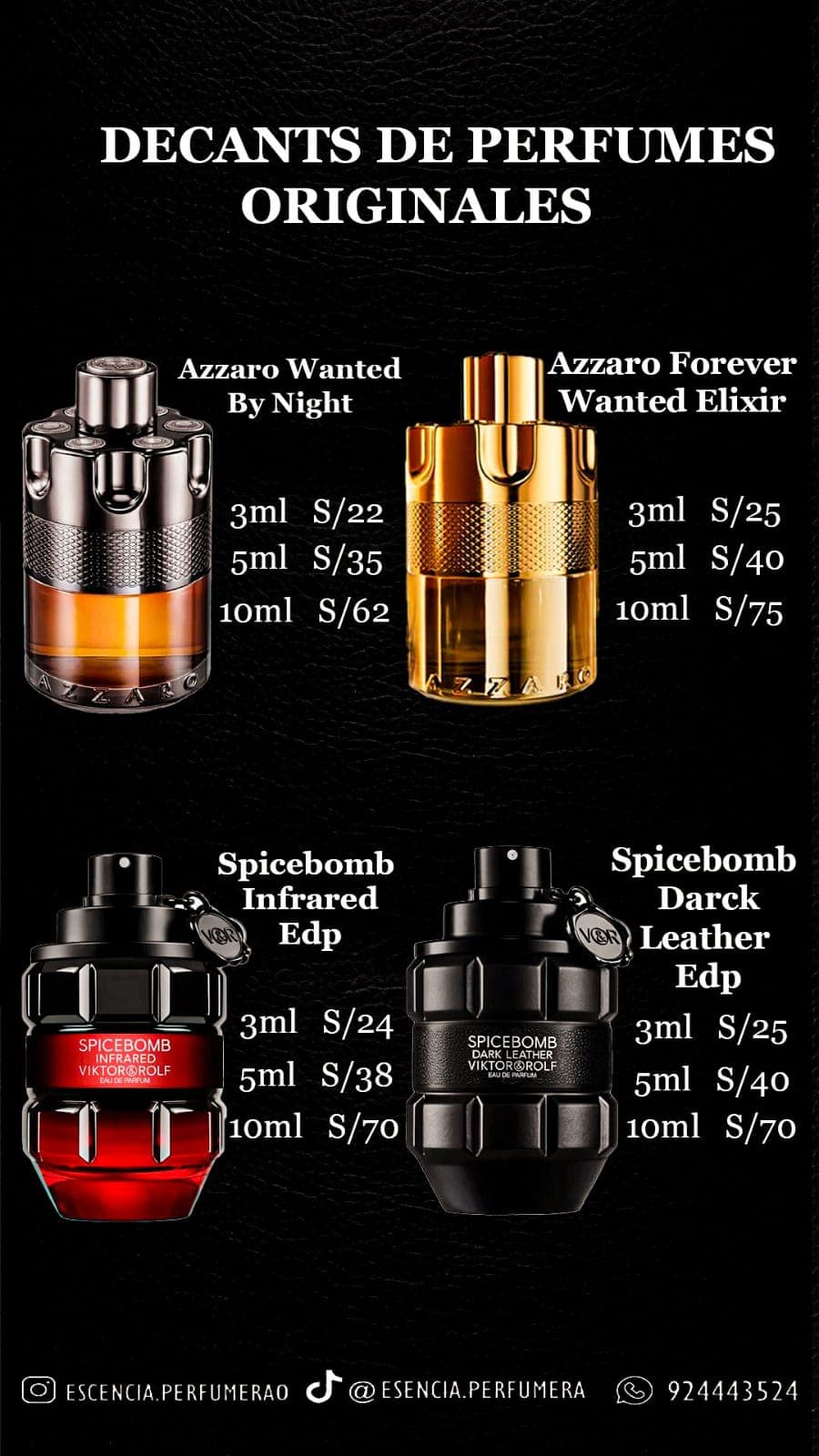 Lista de precios de decants Azzaro & Viktor&Rolf