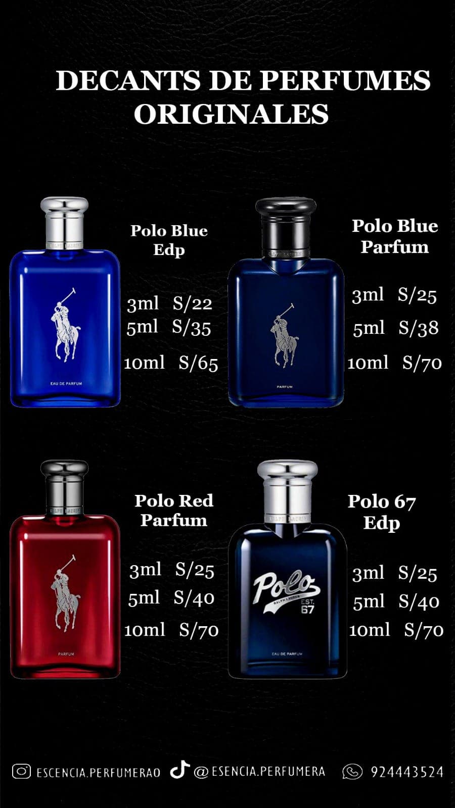 Lista de precios de decants Polo Ralph Lauren
